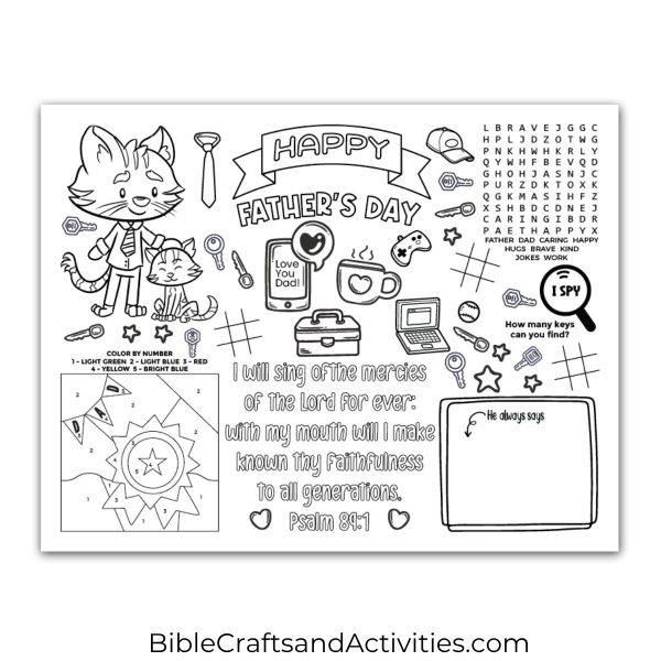 father's day activity sheet placemat