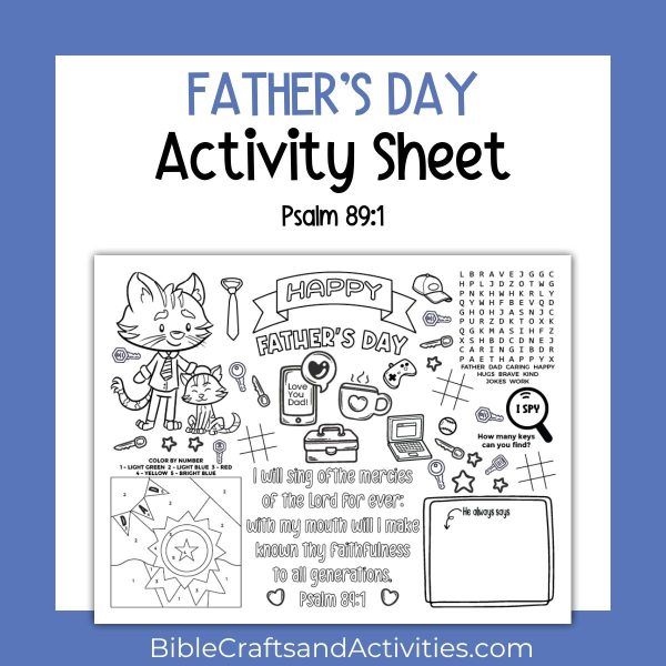 father's day activity sheet placemat