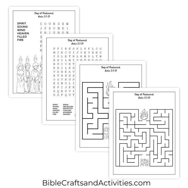 Holy Spirit Comes at Pentecost Activity Pages