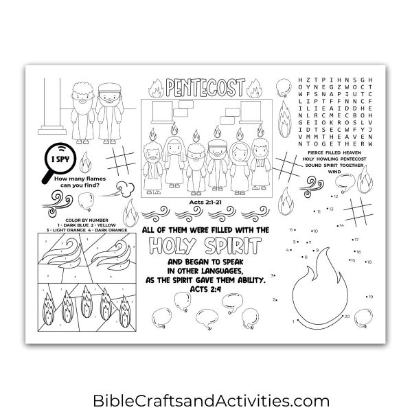 Holy Spirit Comes at Pentecost Activity Placemat