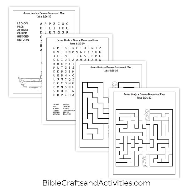 Jesus heals demon-possessed man activity pages