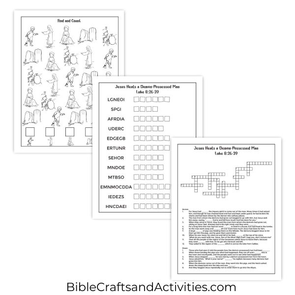 Jesus heals demon-possessed man activity pages