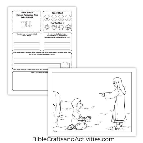 Jesus heals demon-possessed man activity pages