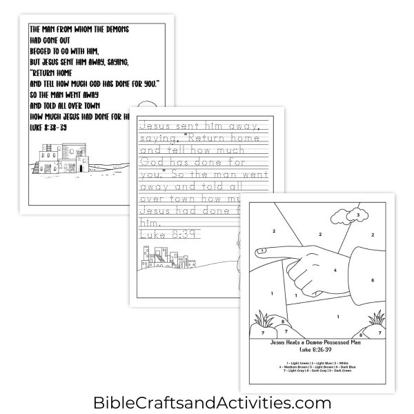 Jesus heals demon-possessed man activity pages