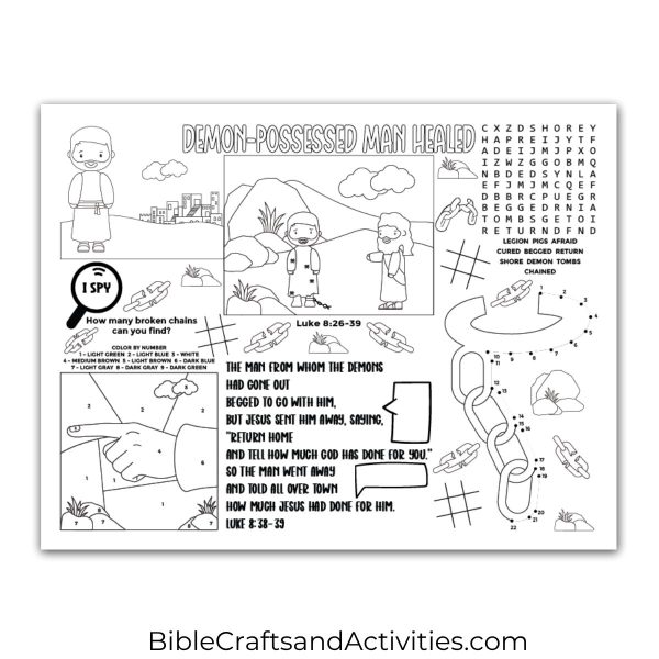 Jesus heals demon-possessed man activity sheet
