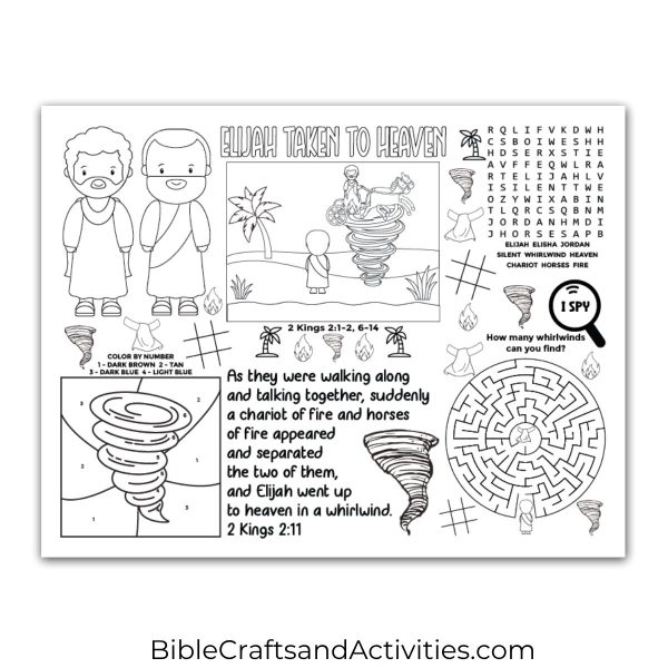 elijah taken to heaven activity sheet