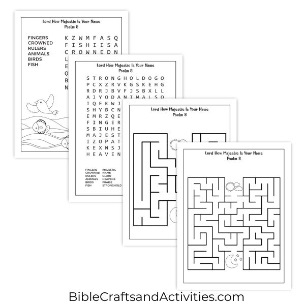 Psalm 8 How Majestic Is Your Name activity pages