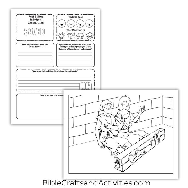 Paul and Silas in Prison activity pages
