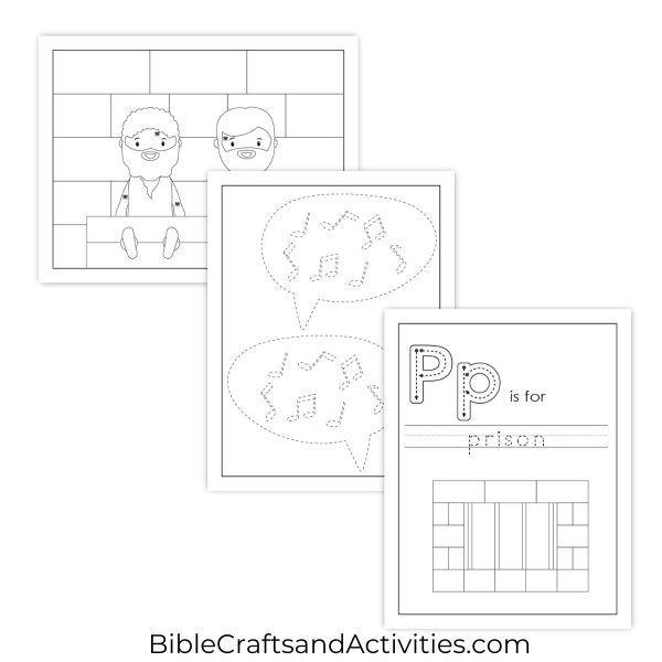 Paul and Silas in Prison activity pages