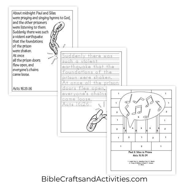 Paul and Silas in Prison activity pages