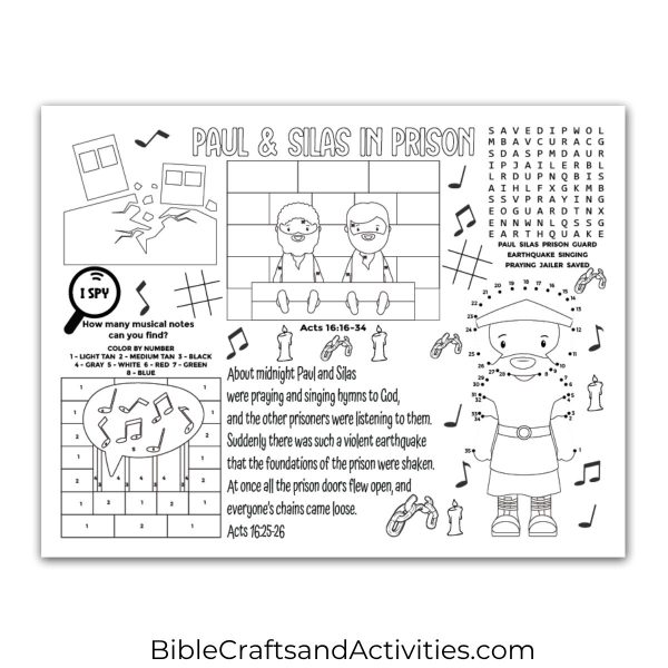 Paul and Silas in Prison activity sheet