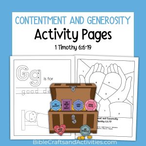 contentment and generosity activity pages for 1 Timothy 6:6-19