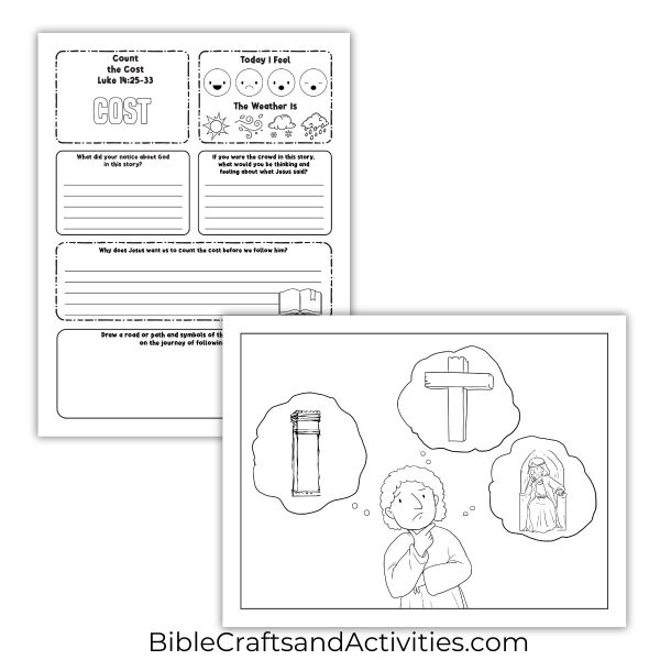 count the cost activity pages for Luke 14:25-33