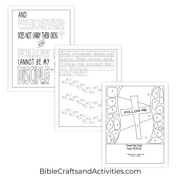 count the cost activity pages for Luke 14:25-33