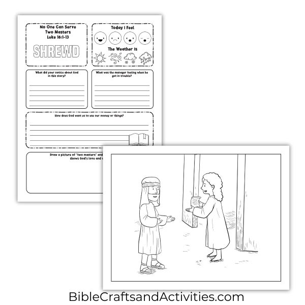 you cannot serve two masters activity pages for Luke 16:1-13