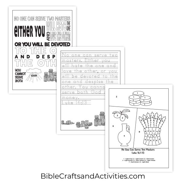 you cannot serve two masters activity pages for Luke 16:1-13