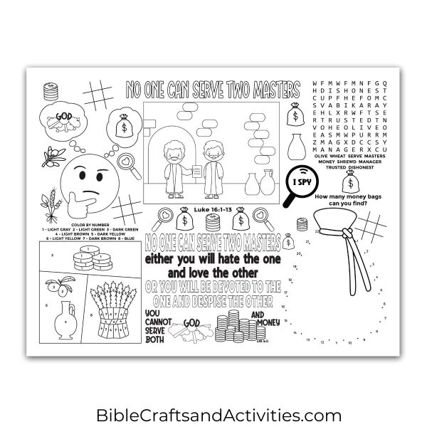 no one can serve two masters activity sheet