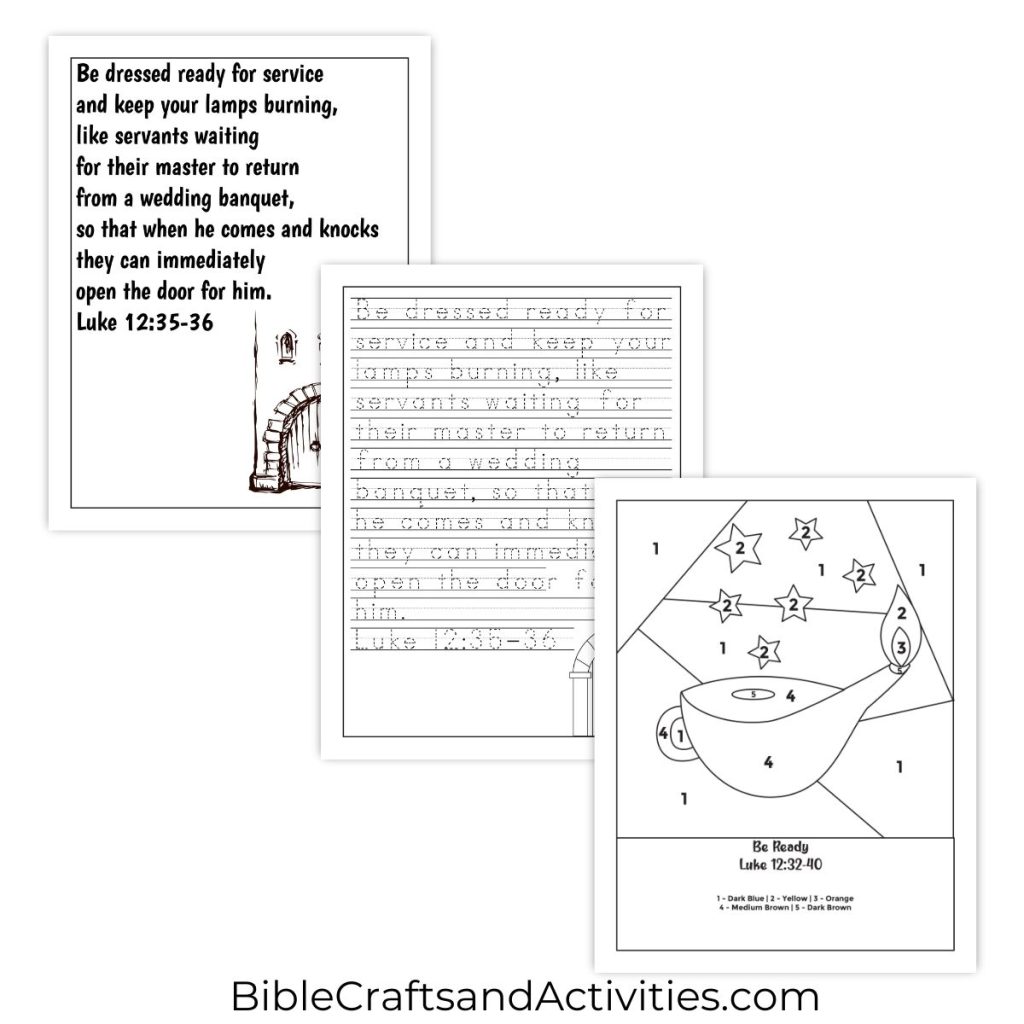 Be Ready Activity Pages - Bible Crafts Shop