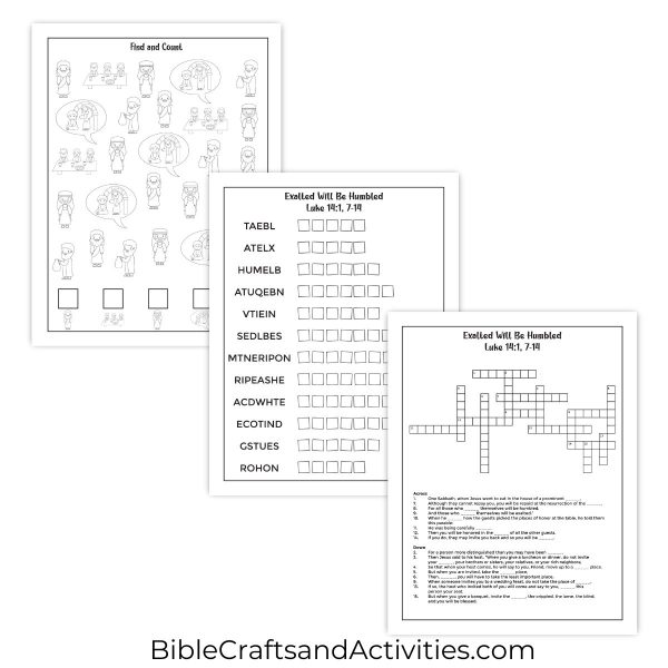 exalted will be humbled activity pages