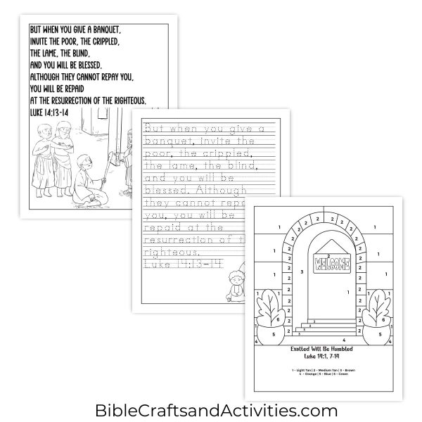 exalted will be humbled activity pages