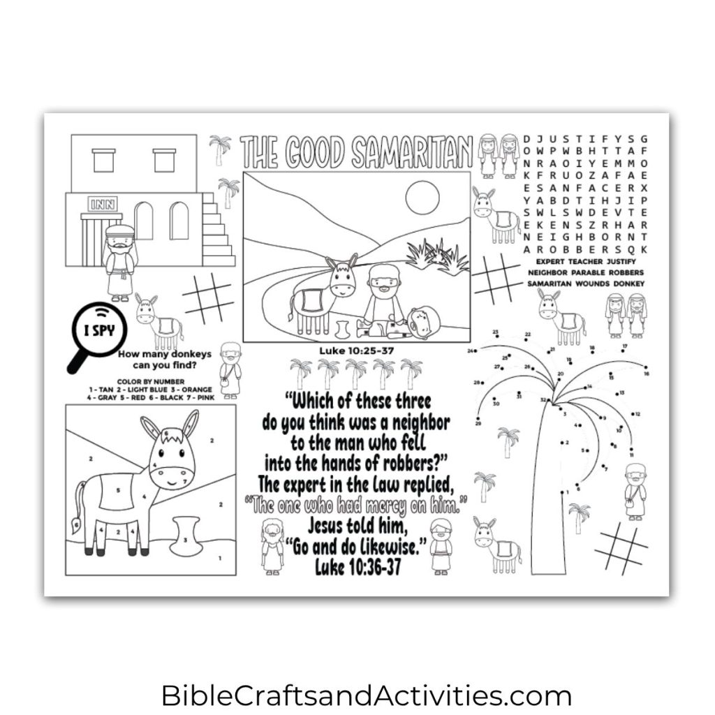 Parable of the Good Samaritan Activity Sheet - Bible Crafts Shop
