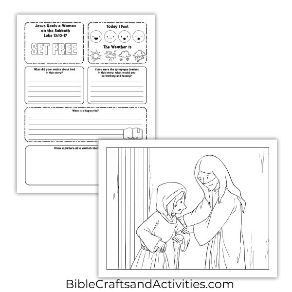 jesus heals a woman on the sabbath activity pages