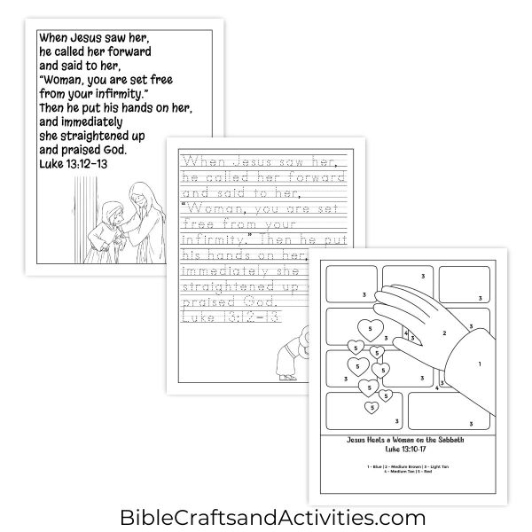 jesus heals a woman on the sabbath activity pages