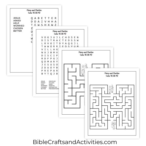 mary and martha activity pages