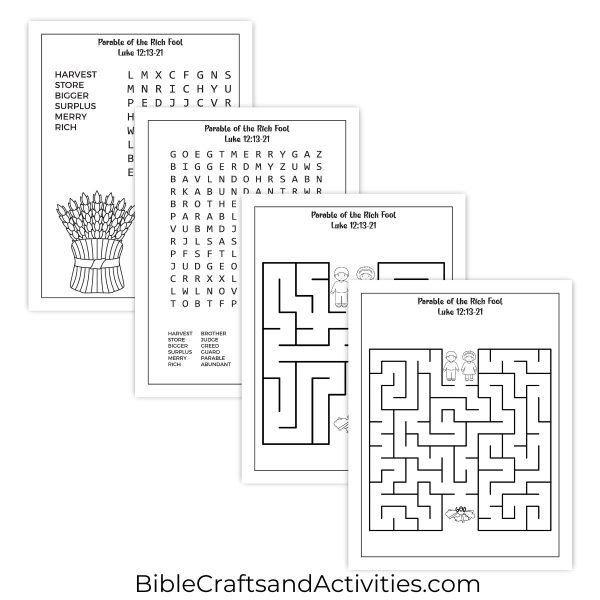 parable of the rich fool activity pages