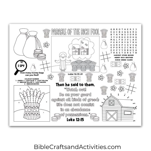 parable of the rich fool activity sheet