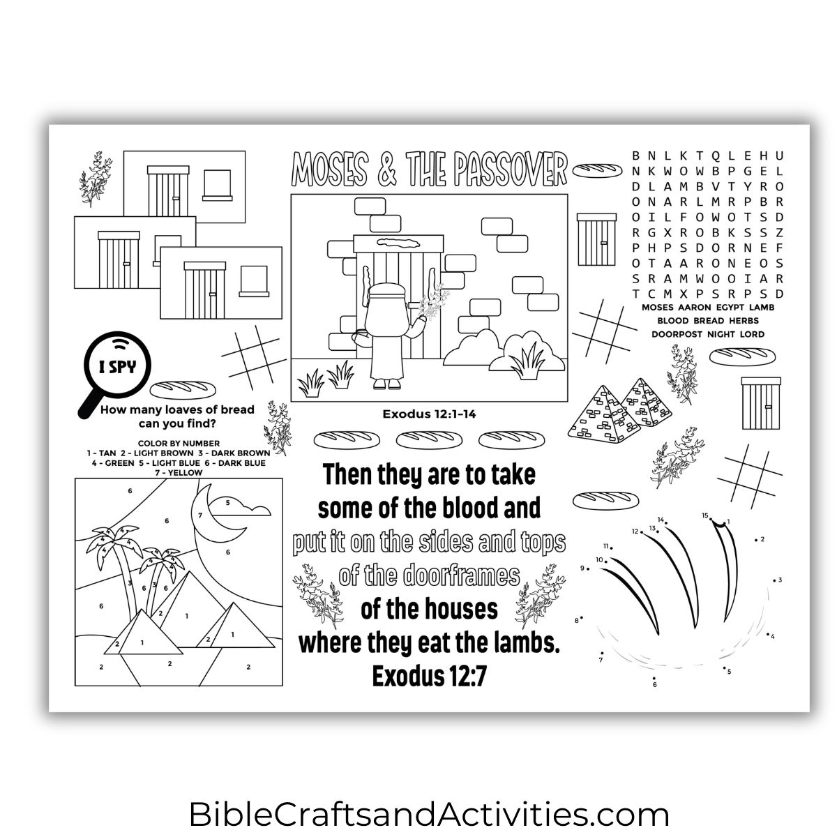 moses and the passover activity sheet
