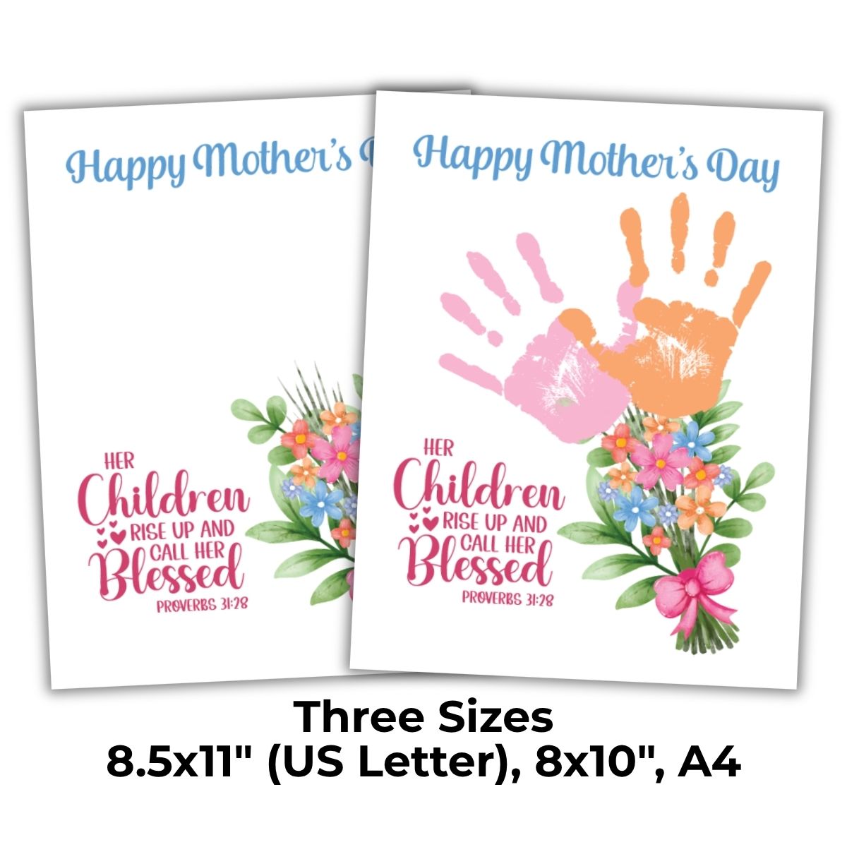 Mother's Day Handprint Craft Small Bouquet with Proverbs 31:28