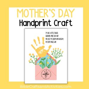Mother's Day Handprint Craft Pink Enveloper with Proverbs 31:28