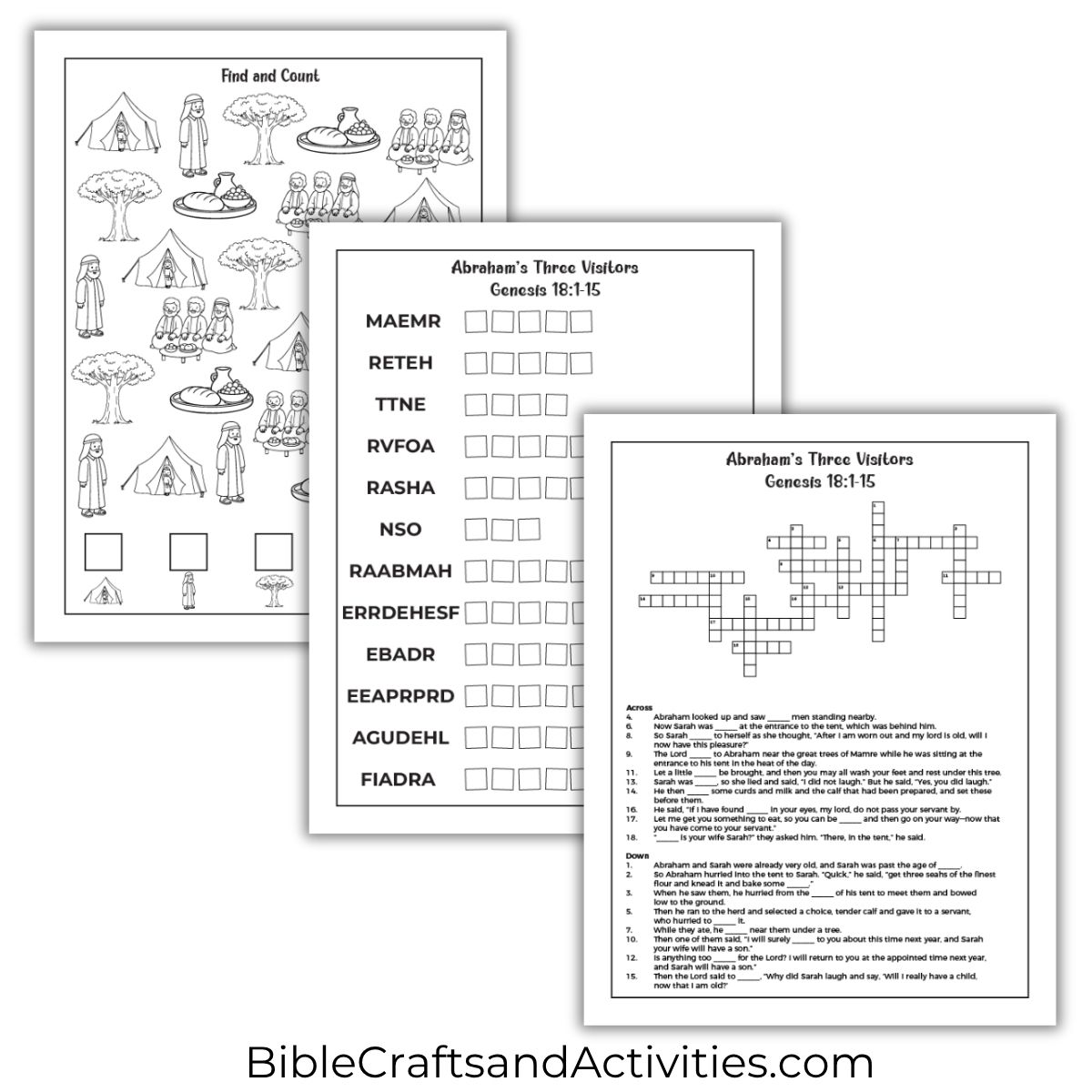 Abraham's Three Visitors Activity Pages