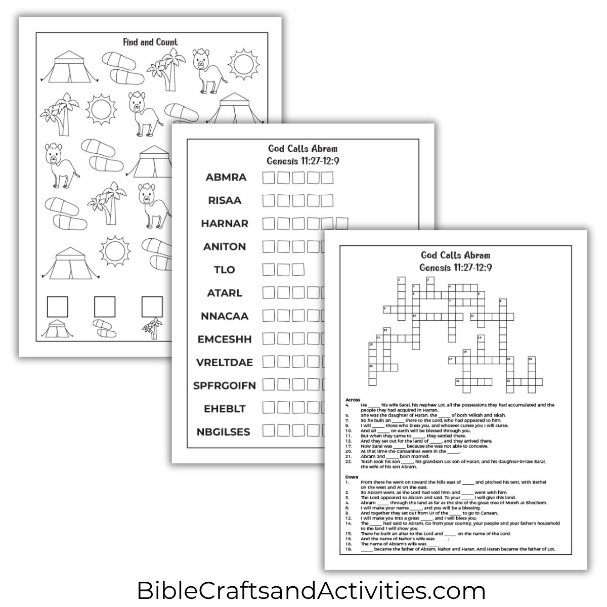 God Calls Abram Activity Pages