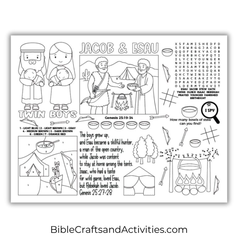 Jacob and Esau Activity Sheet - Bible Crafts Shop