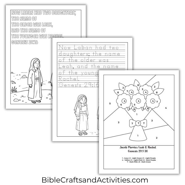 Jacob Marries Leah and Rachel Activity Pages - Bible Crafts Shop