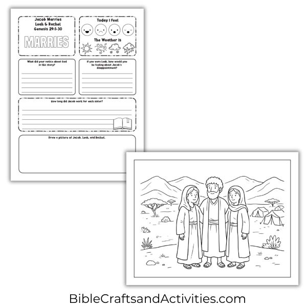Jacob Marries Leah and Rachel Activity Pages - Bible Crafts Shop