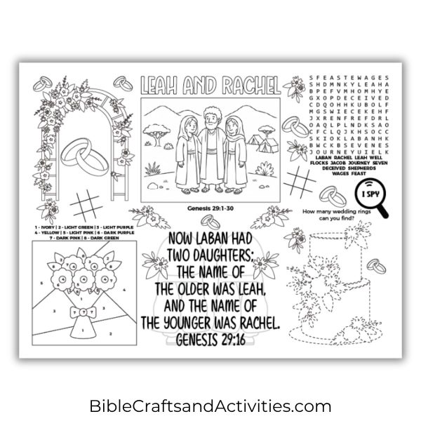 Jacob Marries Leah and Rachel Activity Sheet - Bible Crafts Shop