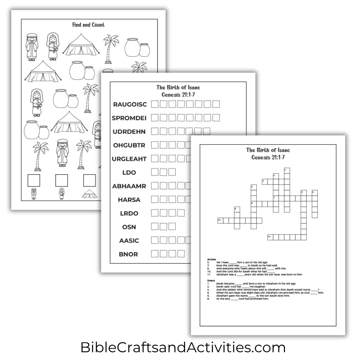 the birth of isaac activity pages