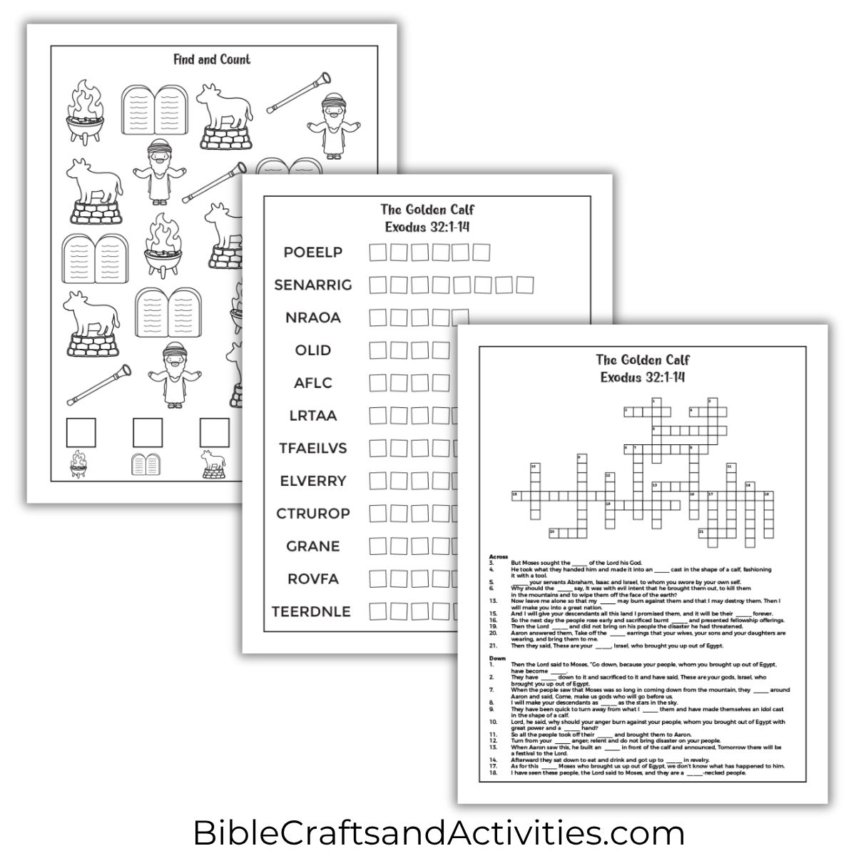 golden calf activity pages