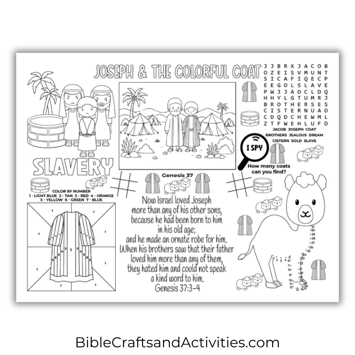 Joseph and the Colorful Coat Sheet