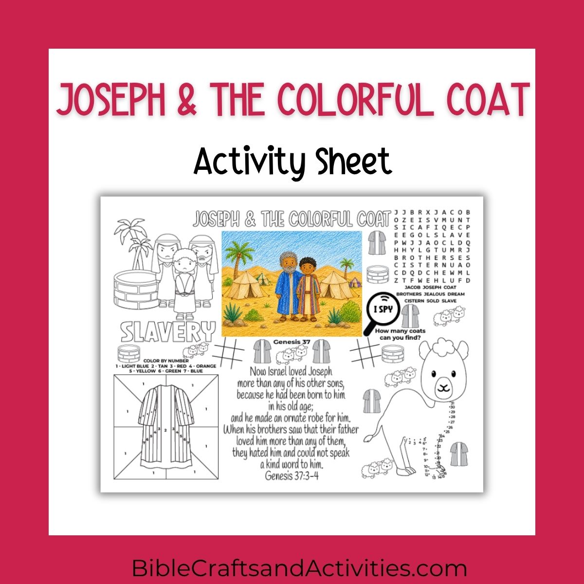 Joseph and the Colorful Coat Sheet