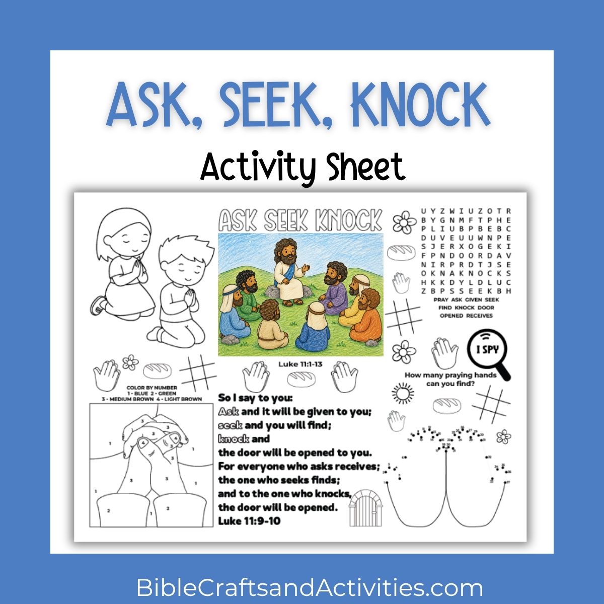 ask seek knock activity sheet