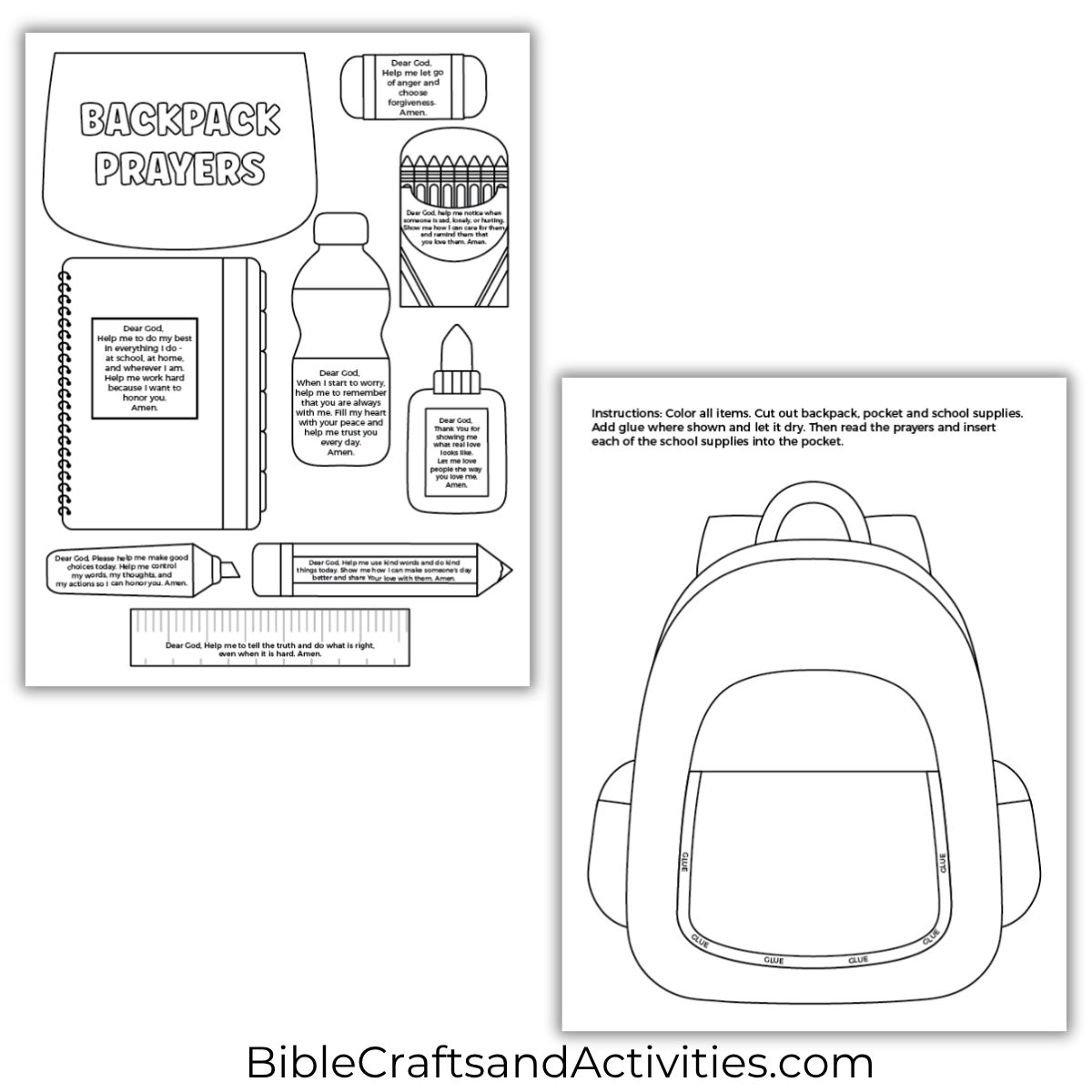 backpack prayers pocket craft