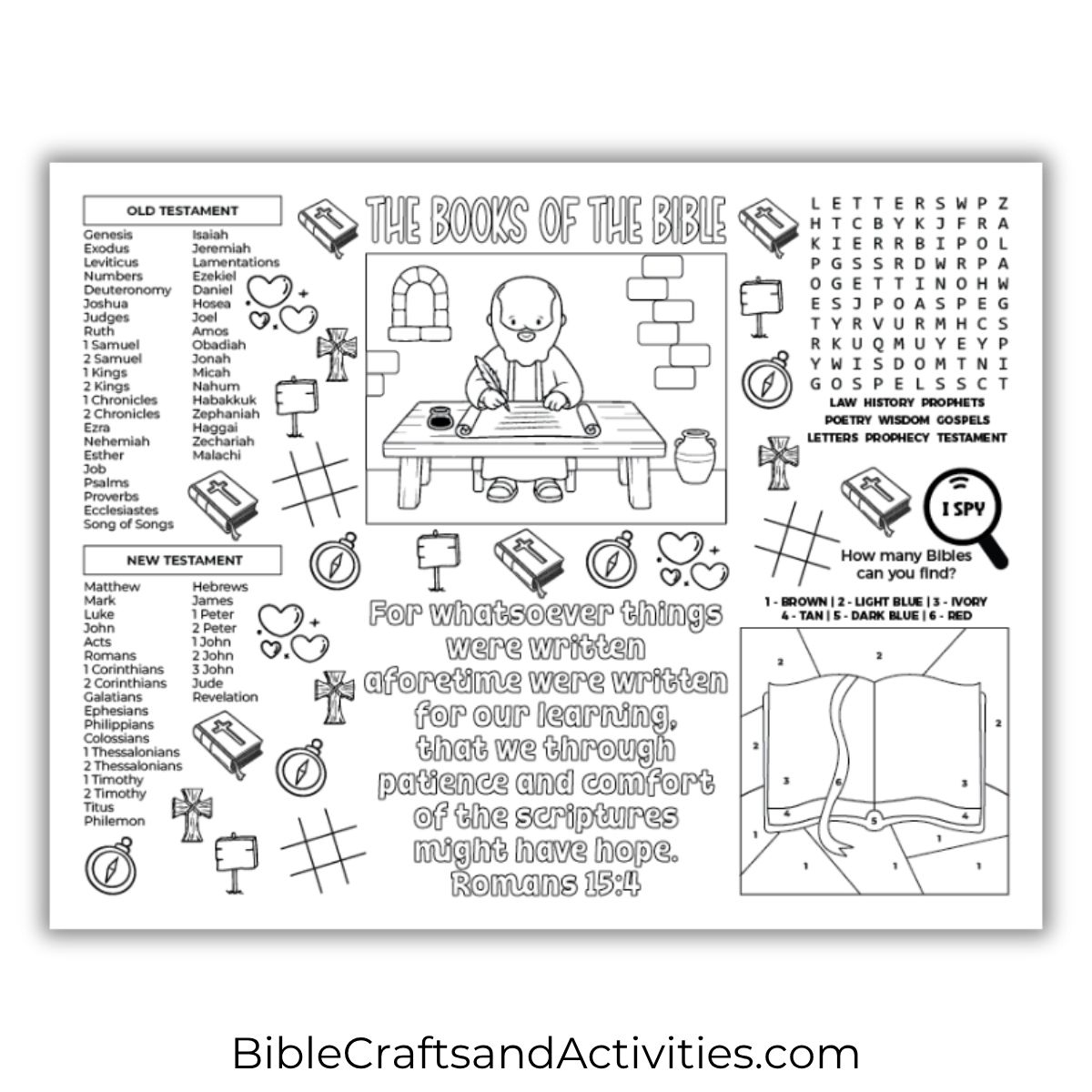 books of the bible activity sheet