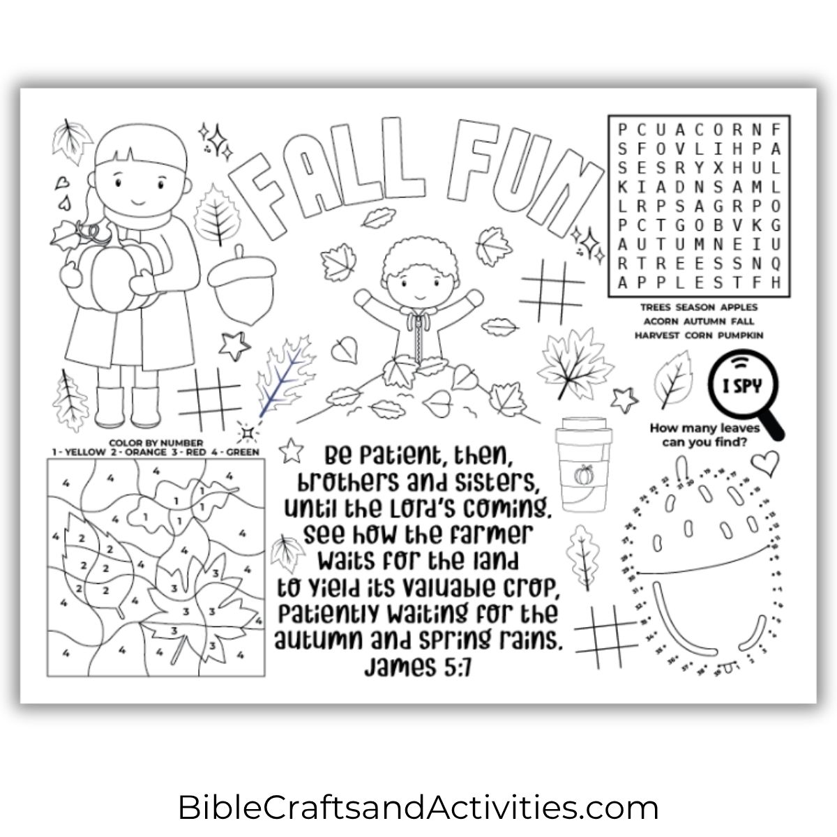 fall bible activity sheet James 5:7