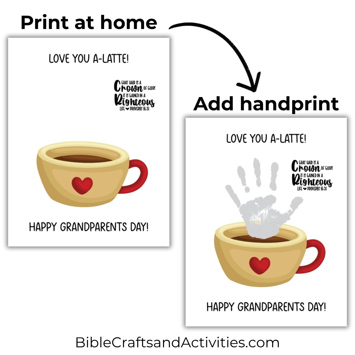 grandparents day handprint craft coffee