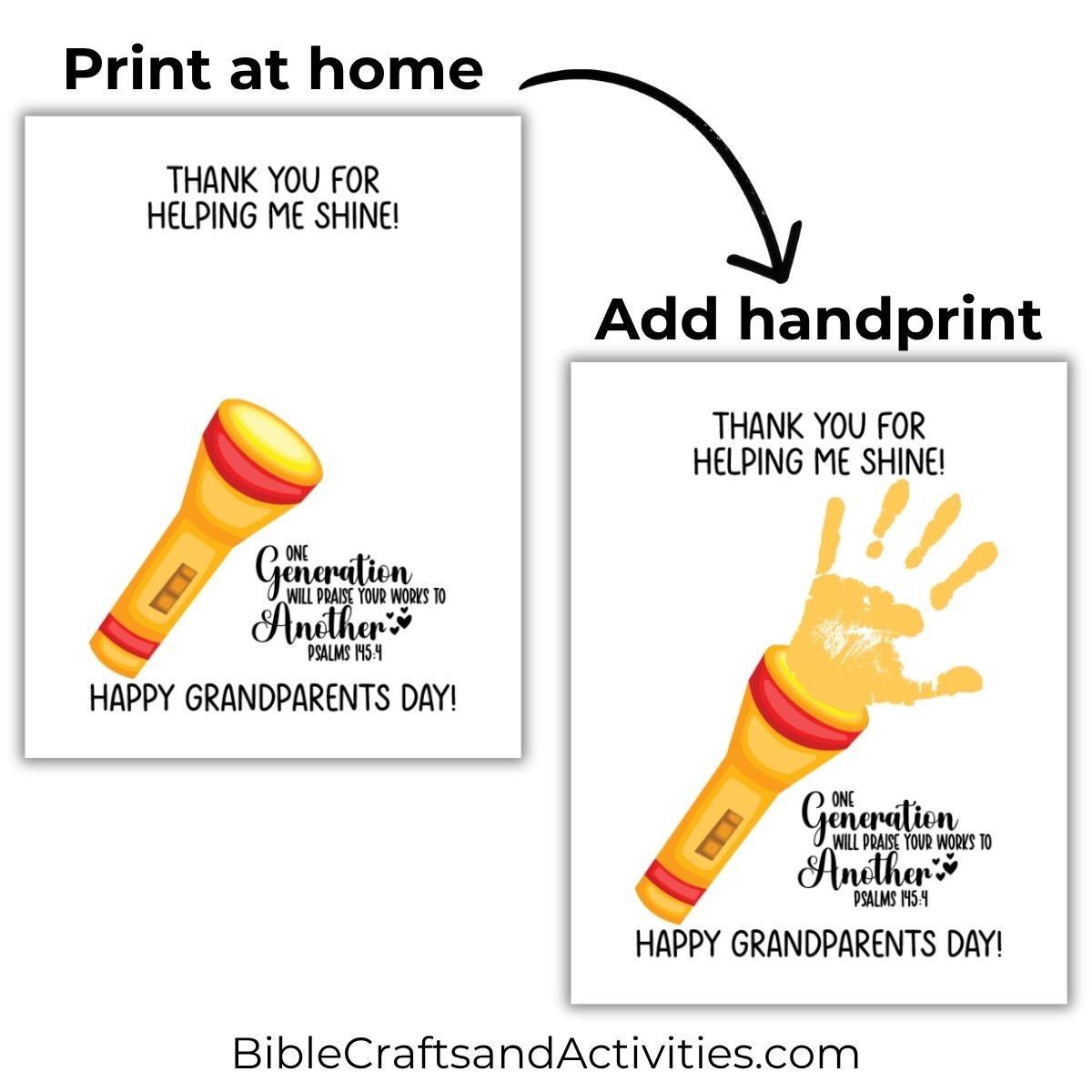 grandparents day handprint craft flashlight