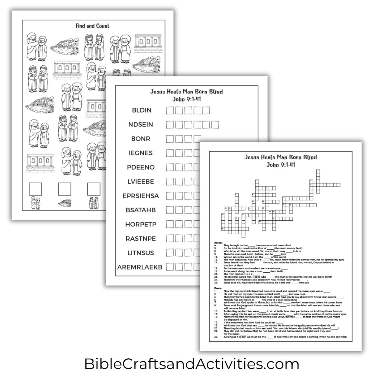 Jesus heals man born blind activity pages